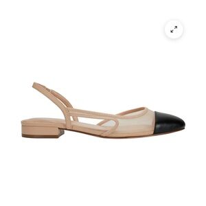 Marc Fisher Beige and Black Slingback Flats